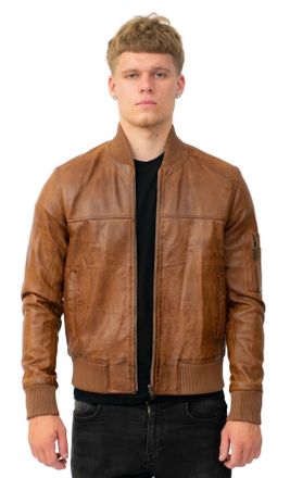 Infinity Leather Mens Retro MA-1 Bomber Jacket-Arlington - Tan - Size X-Large