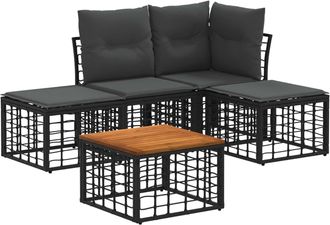 vidaXL Conjunto De Sof&aacute;s De Exterior 5 Uds. Negro Y Gris Oscuro Vidaxl