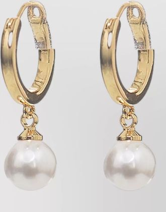 Self Portrait brass earrings featuring delicate pearl drops