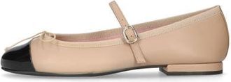 Pretty Ballerinas Round Toe Strap Ballet Flat With Heel in Beige at Nordstrom, Size 39.5