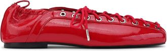 Ganni Ballerine stringate in pelle - Rosso