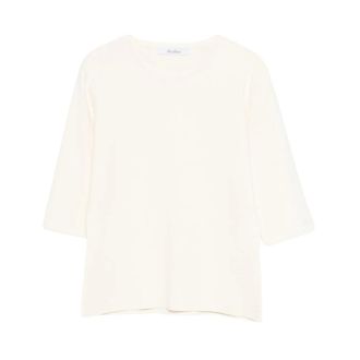 Max Mara Round-neck Knitwear, female, White, Size: L Round-neck Knitwear