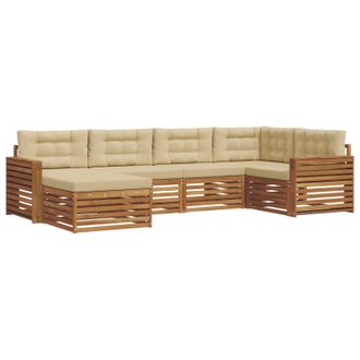 vidaXL Conjunto De Sof&aacute;s De Exterior Con Coj&iacute;n 6 Pcs Natural Y Beige Vidaxl