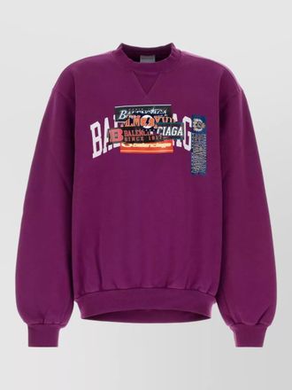 Balenciaga cotton sweatshirt crew neck graphic logo