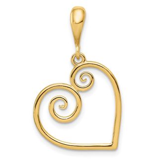 Diamond2Deal 14k Yellow Gold Polished Swirl Heart Pendant