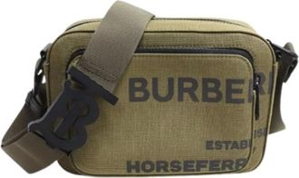 Burberry Pre-owned Cross Body Bags, male, Green, Size: ONE SIZE Pre-owned Canvas Shoulder Bag