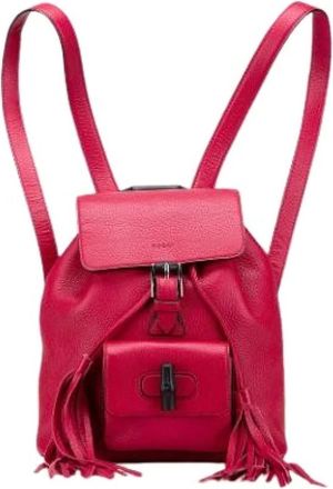 Gucci Pre-owned Backpacks, female, Pink, Size: ONE SIZE Pre-owned Bamboo Backpack