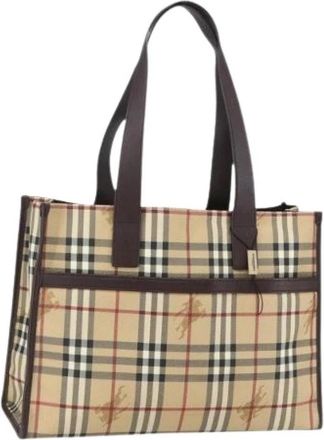 Burberry Pre-owned Vintage Tote Bag - Dames - Vintage Shopper - Beige - ONE Size - Leer - Vintage