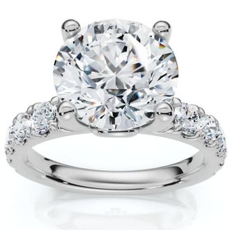 Pompeii3 Certified 4Ct TW Diamond Pave Engagement Ring in 14k Gold Lab Grown