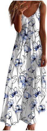 Generic Sun Dresses for Women Over 50 2025 Gifts Trendy Summer Dresses For Women 2025 Vacation Casual Plus Size Maxi Sun Dress Trendy Flowy Beach Womens Casua