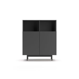 HERDASA Aparador 2 huecos melamina grafito patas grafito 110x90x34 cm