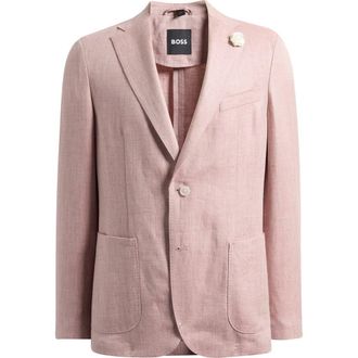 BOSS Hanry Slim Fit Pink M&eacute;lange Linen Blend Sport Coat in Light/Pastel Pink at Nordstrom, Size 36 Regular