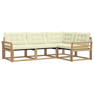 vidaXL Conjunto De Sof&aacute;s De Exterior Con Coj&iacute;n 4 Pcs Blanco Y Crema Vidaxl
