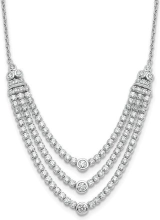 Diamond2Deal 14K White Gold 2 3/4 Ct Lab Grown Diamond Triple Layer Necklace 18 Clarity VS, Color G-H