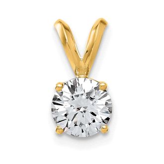 Diamond2Deal 14k Yellow Gold 1ct. 6.5mm Round Moissanite Solitaire Pendant