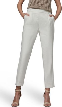 DKNY Linen Blend Straight Leg Ankle Pants in Cream at Nordstrom, Size 16