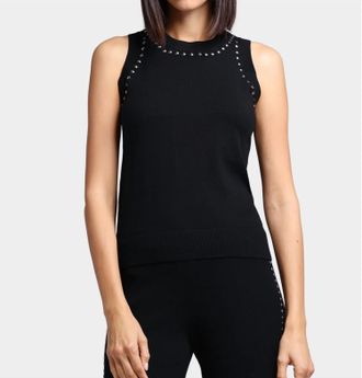 Minnie Rose Western Embellished Tank Top In Black