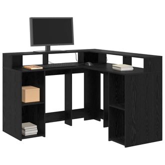 Berkfield Home Modern Desk Black Oak 130x130x91 cm Engineered Wood | Size: 130 x 130 x 91 cm