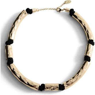 Mango Hammered Collar Necklace in Gold at Nordstrom