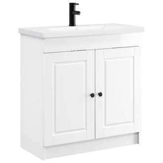 vidaXL Juego De Muebles De Ba&ntilde;o Blanco Brillante 78,5 X 37,5 X 81 Cm Vidaxl