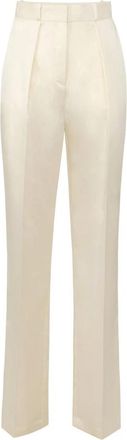 Elisabetta Franchi Stretch Satijnen Broek - Dames - Wijde Broeken - Beige - XS - Satijn - Broeken