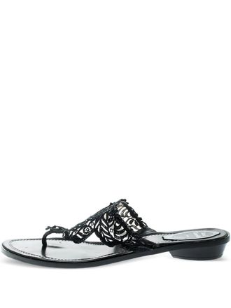 Rene Caovilla pre-owned lace leather sandals - Black
