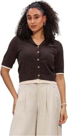 Co'Couture Luecc Crop Cardigan - Dames - Overhemden - Bruin - XS - Overhemden