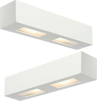 Loops 2 PACK Dimmable Twin Wall Light Primed White (ready to paint) Box Down Lamp