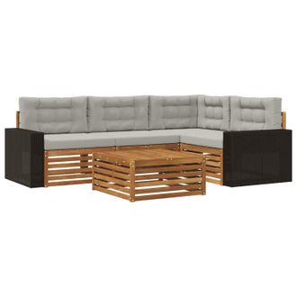 vidaXL Conjunto De Sof&aacute;s De Exterior 5 Pcs Natural Y Gris Claro Vidaxl