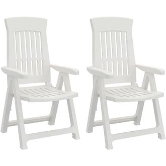 vidaXL Garden Reclining Chairs 2 pcs White PP vidaXL