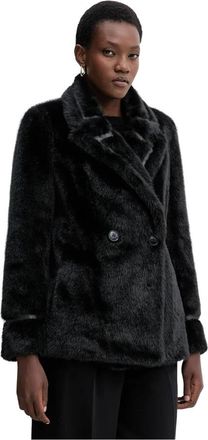 Twinset Korte Imitatiebont Jas - Dames - Jassen - Zwart - L - Leer - Jassen