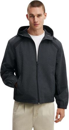 Cotton On Mens Hooded Spray Jacket in Slate Check at Nordstrom, Size X-Large