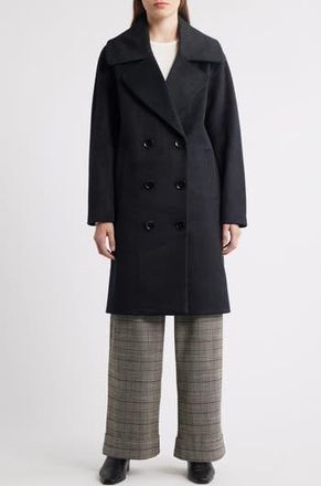 Bernardo Double Breasted Knit Coat in Black at Nordstrom Rack, Size Xx-Large