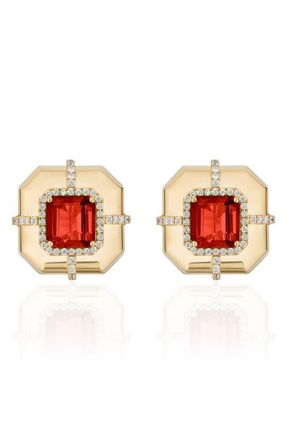 Goshwara Diamond & Semiprecious Stone Stud Earrings in Red at Nordstrom