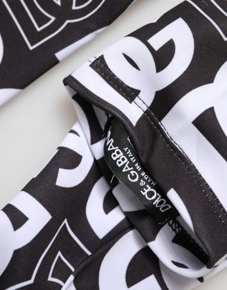 Dolce & Gabbana Black White DG Logo Elbow Length Mitten Womens Gloves