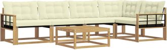 vidaXL Conjunto De Sof&aacute;s De Exterior 6 Uds. Blanco Y Crema Vidaxl