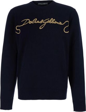 Dolce & Gabbana T-shirt met ronde hals - Heren - Ronde hals truien - Blauw - XL - Katoen - Truien & Vesten