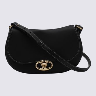 Valentino Garavani Black Leather Ohval Shoulder Bag