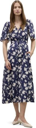 Rebecca Taylor Bea Linen Maxi Dress in Navy Combo at Nordstrom, Size X-Small