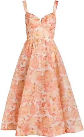 Zimmermann Rebellion Floral-print Linen and Silk-blend Midi Dress - Multicoloured 1 - 00 (UK 6 / XS)