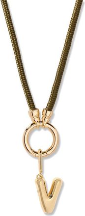 Brook & York Kai Initial Charm Necklace in Gold/Olive V at Nordstrom