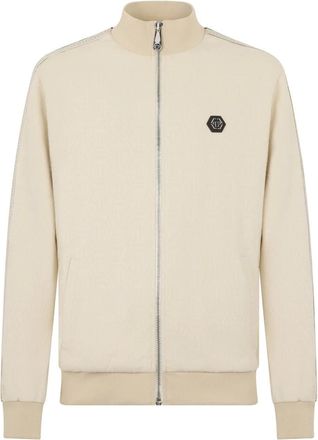 Philipp Plein Hoodies & sweatvesten, Heren, Beige, 2Xl, Katoen, Jacquard Tracksuit Jacket Monogram