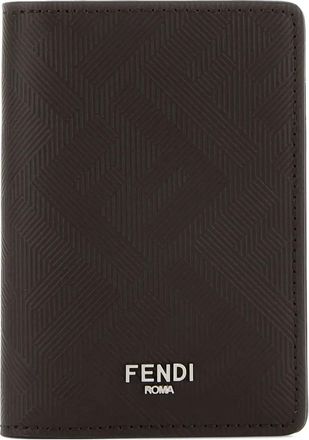 Fendi Shadow Leather Card Holder - Brown