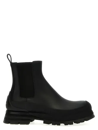 ショートブーツ・ブーティ ALEXANDER MCQUEEN BLACK LEATHER CHELSEA SOFA ANKLE BOOTS Alexander McQueen Sofa Chelsea Boots | Black | FARFETCH