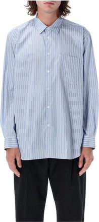 Comme Des Gar&ccedil;ons Lichtblauw Gestreept Overhemd - Heren - Casual Overhemden - Blauw - M - Katoen - Overhemden