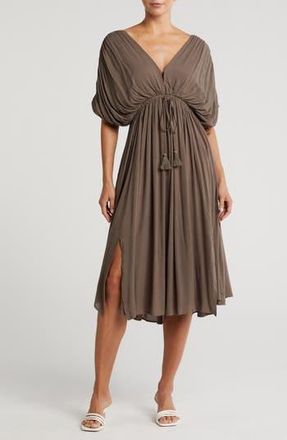 Wishlist Dolman Sleeve Tie Waist Midi Dress in Olive at Nordstrom Rack, Size Small