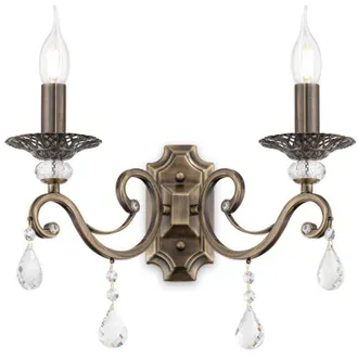 Maytoni Grace L&aacute;mpara Vela De Pared Lat&oacute;n Y Cristal, 2 Luces, E14