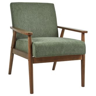 Beliani Beliani - Sill&oacute;n Retro Sal&oacute;n Tapizado Poli&eacute;ster Lino Estructura Madera Oscura Verde Esrum