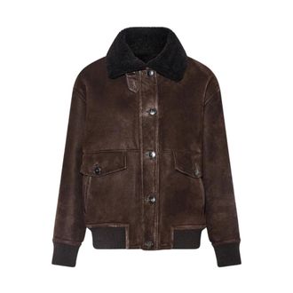 Yves Salomon Veste Agneau Merinos Frise Velours - - Jackets - Donna - Marrone - S