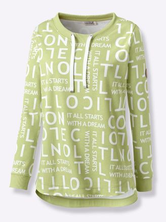 Casual Looks Longsweatshirt CASUAL LOOKS gr&uuml;n bedruckt, Damen, Gr. 46, gr&uuml;n (pistazie, wei&szlig;, gemustert), 100% Baumwolle, bedruckt, gemustert, mehrfarbig, Rundhals,